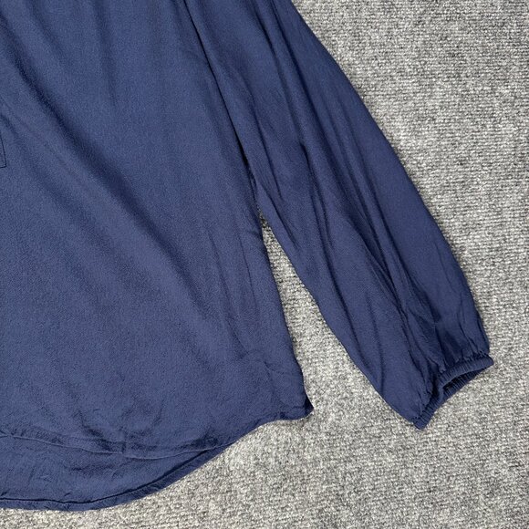 J Crew Blouse Womens Small  Long Sleeve Drapey Popover Blue Elastic Cuffs Top - Picture 3 of 8